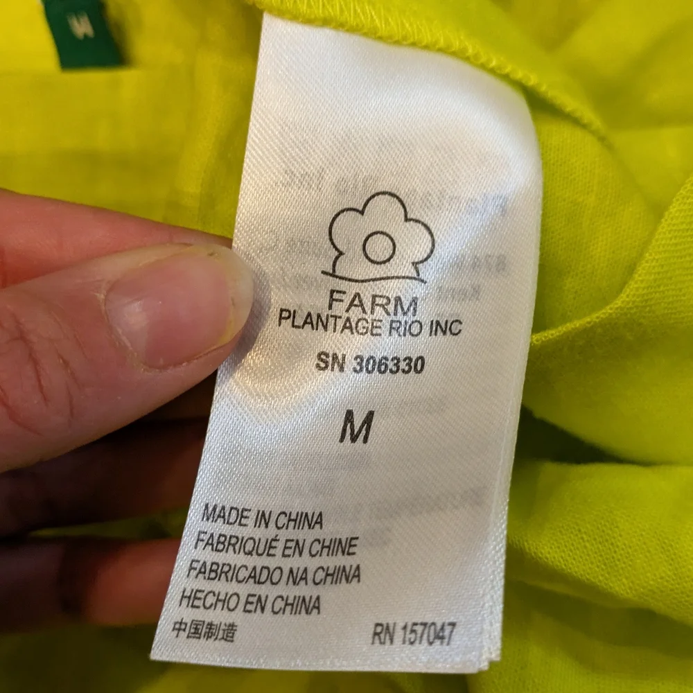 NWT Farm Rio Lime Green Monstera Midi Linen Viscose Blend Dress Size Medium - Picture 10 of 14